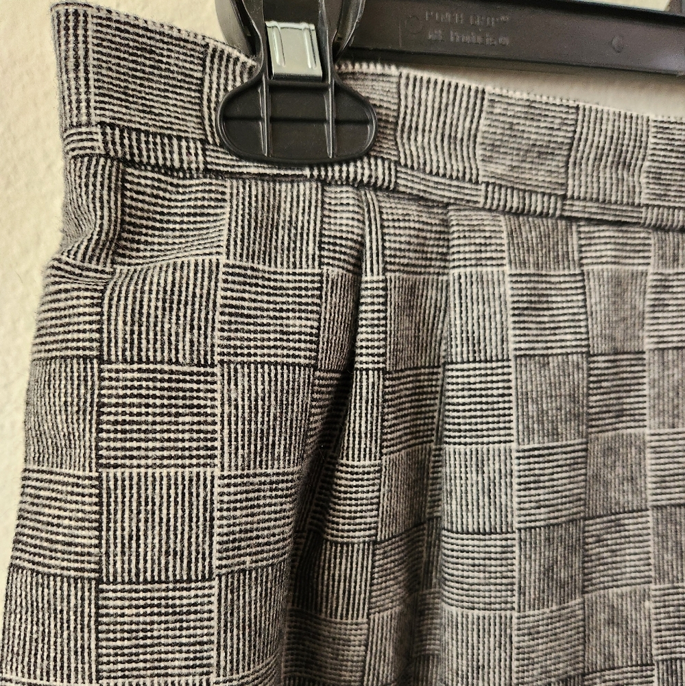 Vintage E.H. Woods Straight Pencil Skirt Women's Plaid Wool Blend Black White 12 - Picture 3 of 8